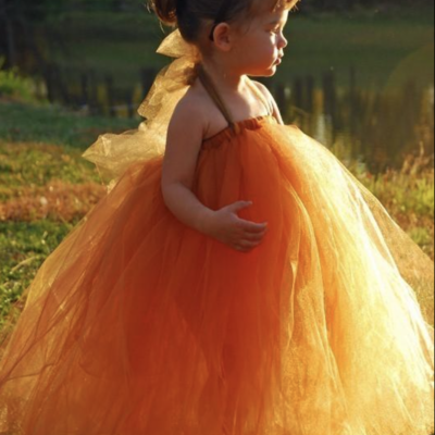 Burnt orange flower girl dresses ball gown - Thumbnail 2