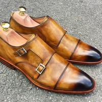 Top Fashion Men's Hand Made Two Tone Double Monk Strap Shoes, Wedding Wear Leather Shoes - Thumbnail 1