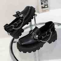 Fairy Grunge Chain Decor Chunky Loafers - Thumbnail 1