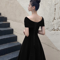 Cute V-neck velvet short prom dress homecoming dress - Thumbnail 2