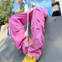 Free Shipping-HOT PINK CARGO PANTS-4
