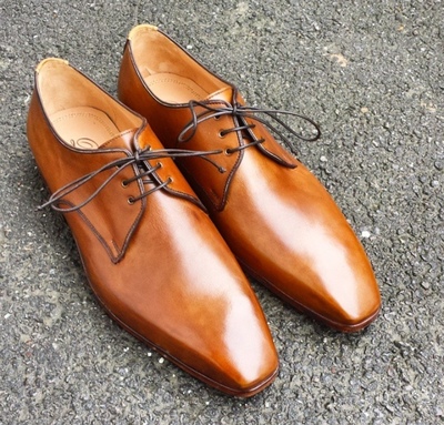Handmade Men's Limited Cognac Leather Finishing Formal Chukka Design Lace Up Shoes