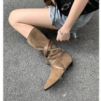 Fashion pointed toe chunky heel straight high boots knight women's boots F5748 - Thumbnail 4