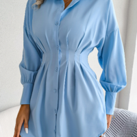 Women's Casual Irregular Button Long Sleeve Dress - Thumbnail 5