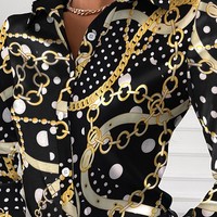 Loose Women's Printed Long Sleeve Shirt - Thumbnail 1