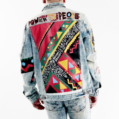 "power to the people" tribal denim jacket - Thumbnail 3
