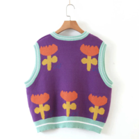 FLORAL PURPLE VEST SWEATER - Thumbnail 4