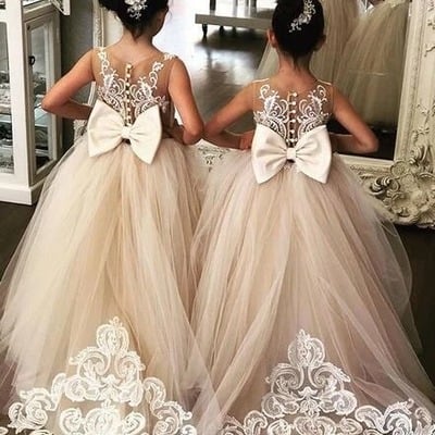 Scoop a-line flower girl dress with bow,900