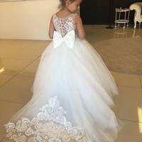 Scoop A-line Flower Girl Dress with Bow,900 - Thumbnail 1