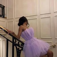 SP2237,Cute purple tulle homecoming dresses strapless short back to school dresses - Thumbnail 1