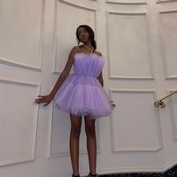 SP2237,Cute purple tulle homecoming dresses strapless short back to school dresses - Thumbnail 2