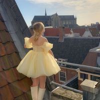 SP2238,Vintage Cute Classic Off-the-shoulder Mini Princess Dress Cute Party Dress Organza Short Dresses - Thumbnail 2