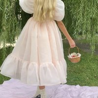 SP2239,Classic Organza A-Line Homecoming Dresses Bubble Sleeves Evening Dresses - Thumbnail 2