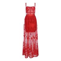 SP2245,Elegant red lace see through long prom dresses,straps applique evening formal gown - Thumbnail 2
