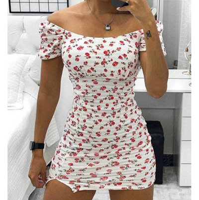 Floral Fashion Skinny Short Sleeve Dress