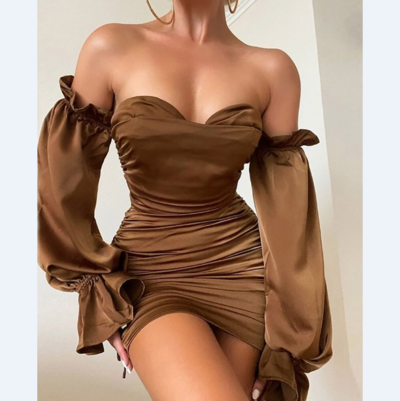 Design Off-The-Shoulder Long Sleeve Dress