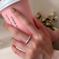 ins pink love plain ring two-piece set - Thumbnail 2
