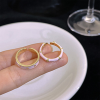 ins pink love plain ring two-piece set - Thumbnail 5