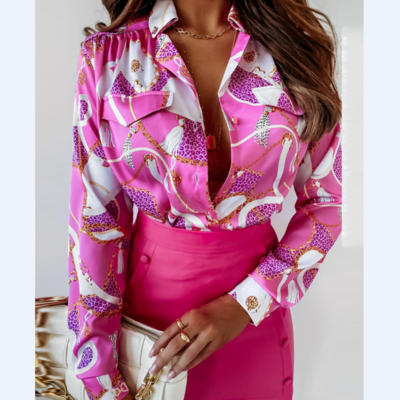 Vintage long sleeve chain print shirt