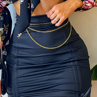 One-Shoulder Printed Long-Sleeve Two-Piece Suit - Thumbnail 1