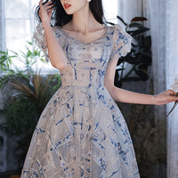 Cute tulle sequins short prom dress homecoming dress - Thumbnail 1