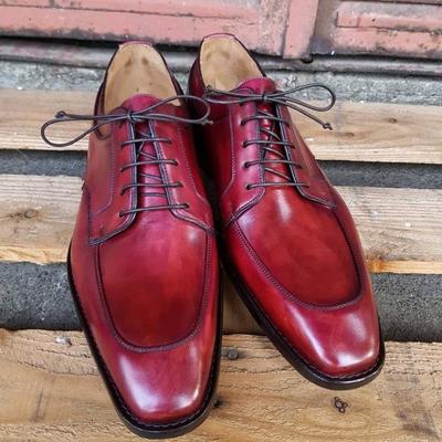 Men's red finishing handmade split formal lace up shoes
