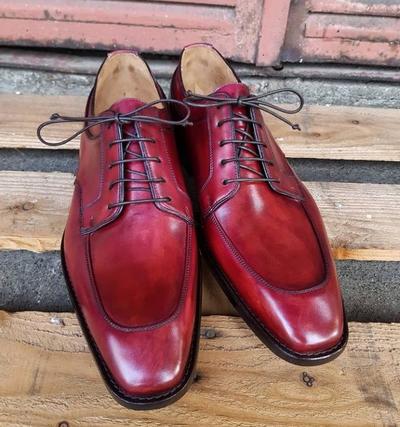 Men's Red Finishing Handmade Split Formal Lace Up Shoes