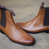 Men's Brown Leather Skin Handmade Formal Choice Chelsea Ankle Boot - Thumbnail 1