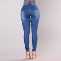 Women's High Waist Stretch Ripped Denim Trousers - Thumbnail 3