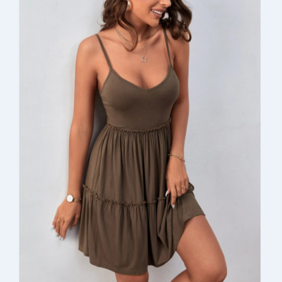 Casual Women's V-Neck Sling Sleeveless Dress
