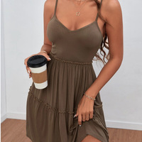 Casual Women's V-Neck Sling Sleeveless Dress - Thumbnail 3