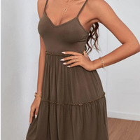 Casual Women's V-Neck Sling Sleeveless Dress - Thumbnail 4