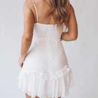 V-Neck White Sling Sleeveless Mini Dress - Thumbnail 2