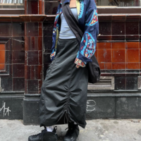 Free Shipping-NYLON CARGO MIDI SKIRT - Thumbnail 1