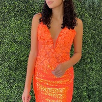 Cute Bodycon V Neck Straps Orange Sequins Short Hoco Dresses - Thumbnail 2