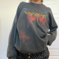 Colorful Butterfly Print Sweatshirt - Thumbnail 1
