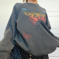 Colorful Butterfly Print Sweatshirt - Thumbnail 3