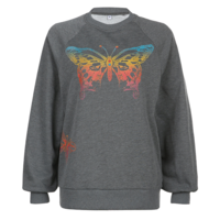Colorful Butterfly Print Sweatshirt - Thumbnail 4
