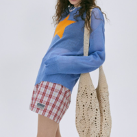 Star Color Block Hollow Knit Sweater - Thumbnail 2