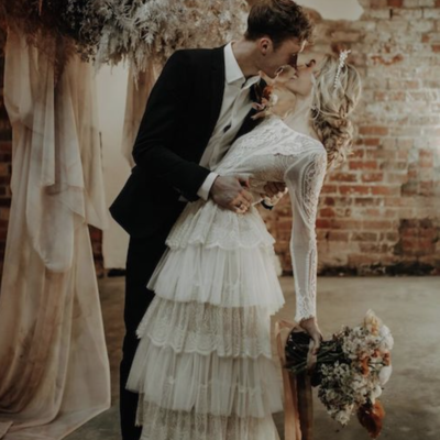 Vintage wedding dresses bridal gown with sleeves - Thumbnail 3