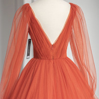 A-line Tulle Long Sleeve Prom Dress Elegant Evening Dress - Thumbnail 2