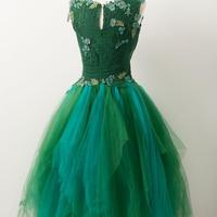 A line Cute tulle short prom homocoming dress  - Thumbnail 1