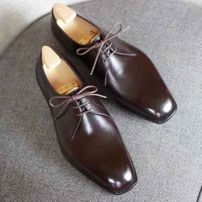 Men's perfect choice brown leather handmade chukka lace up formal dress shoes - Thumbnail 5