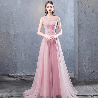 Cute tulle sequins long prom dress a-line evening dress - Thumbnail 1