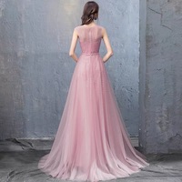 Cute tulle sequins long prom dress A-line evening dress - Thumbnail 3