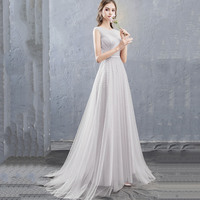 Cute tulle sequins long prom dress A-line evening dress - Thumbnail 6