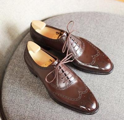 Latest Wedding Wear Oxfords Brown Wingtip Brogue Leather Lace Up Shoes