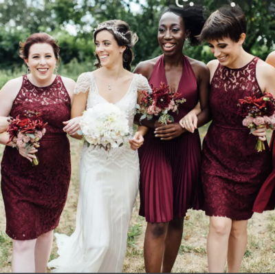 Lace Bridesmaid Dresses Short Sheer Neck