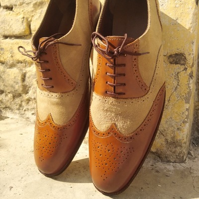 Top trending two tone oxfords shoes, leather suede lace up office wear shoes