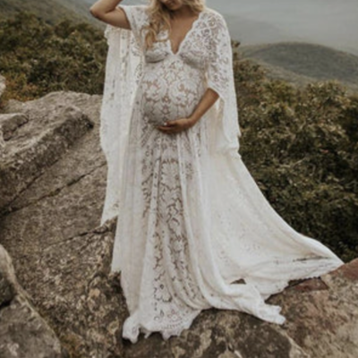 Pregnant beach wedding dresses bridal gown lace  - Thumbnail 3